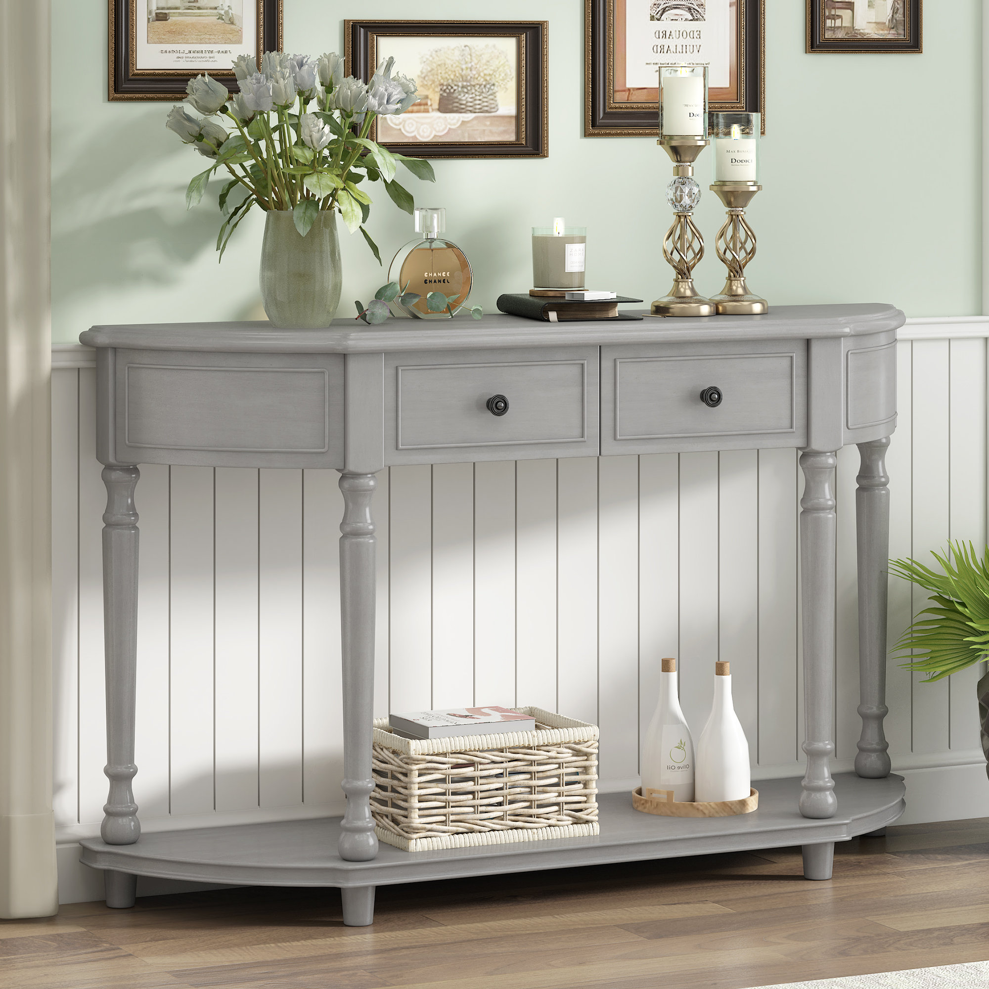 Grey wood console table discount